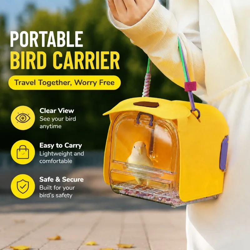 

Parrot Outdoor Travel Cage Breathable Transparent Handheld Carrier Portable Bird Bag for Budgie Peony Parrot Lightweight Outdoor
