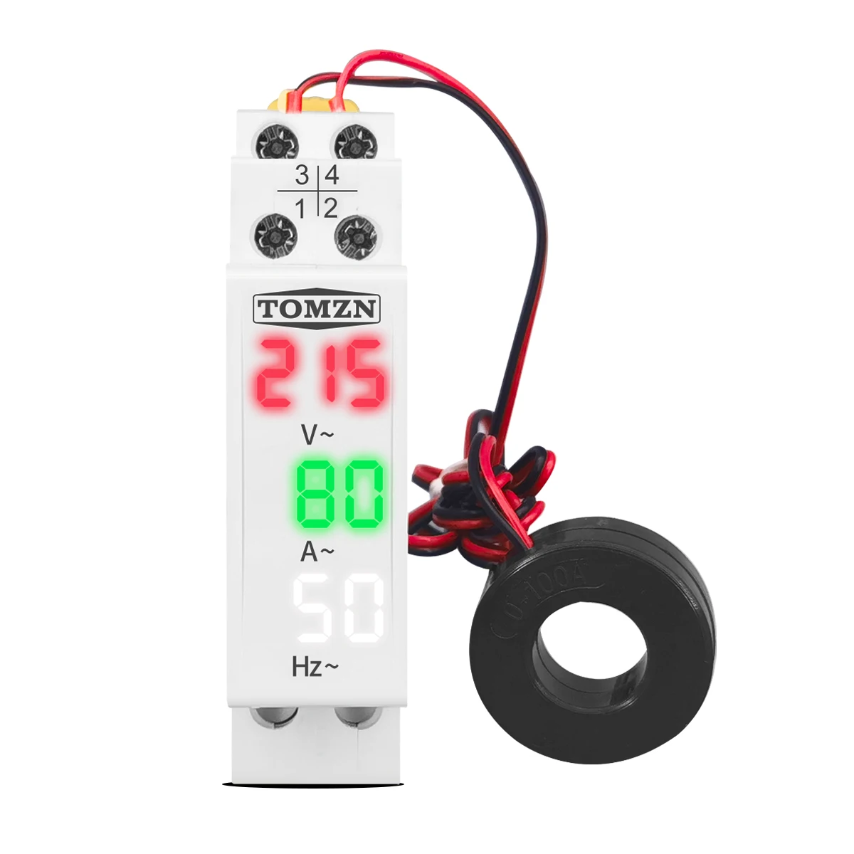 Medidor de frecuencia de voltaje de amperios monofásico 3 en 1, carril Din, CA 0-99Hz, 100A, voltímetro, indicador LED, pantalla Digital, 110V,