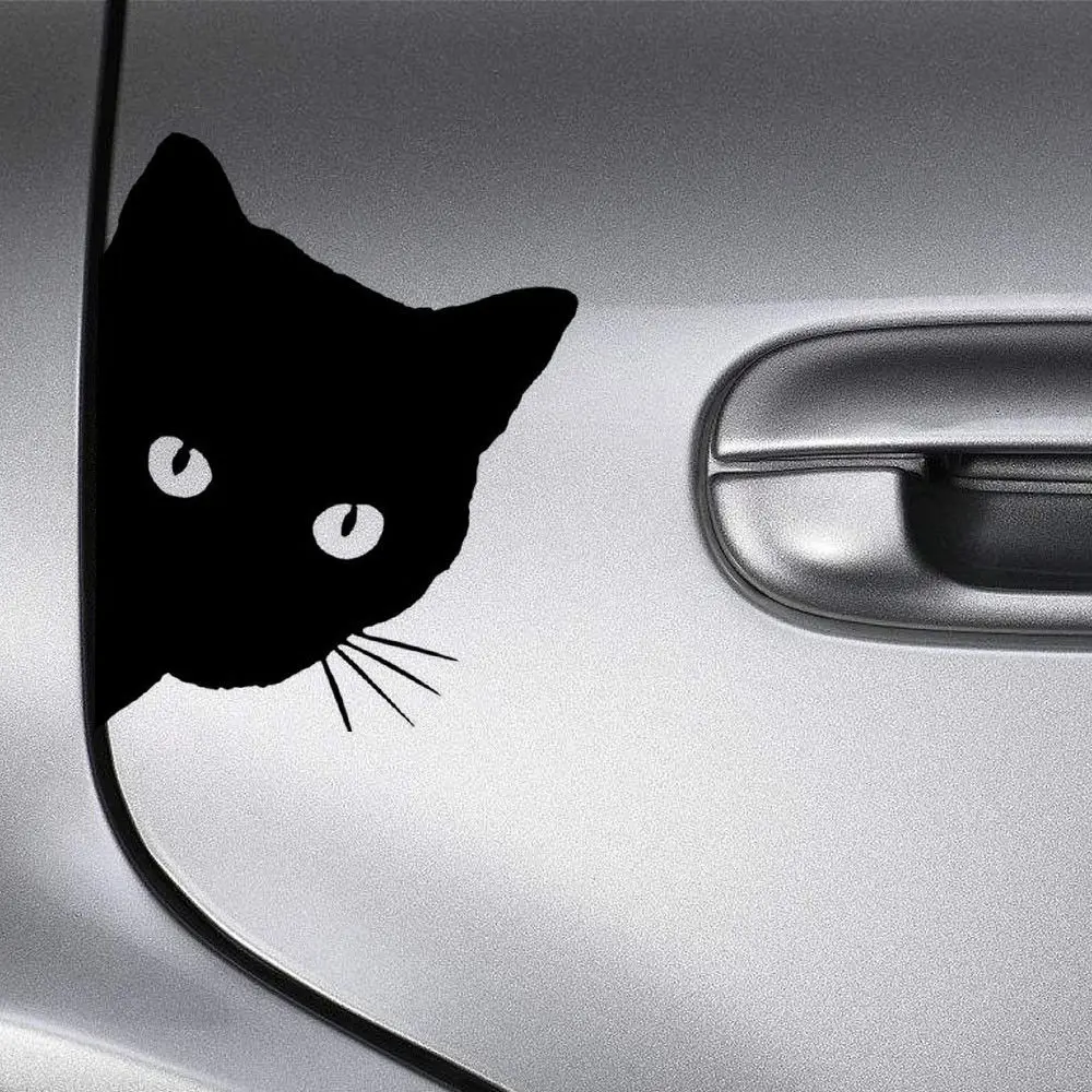 Car Black Cat Peeking Stickers Funny Vinyl Decal Car Sticker Decoration Decals 15*12cm 1/2pcs