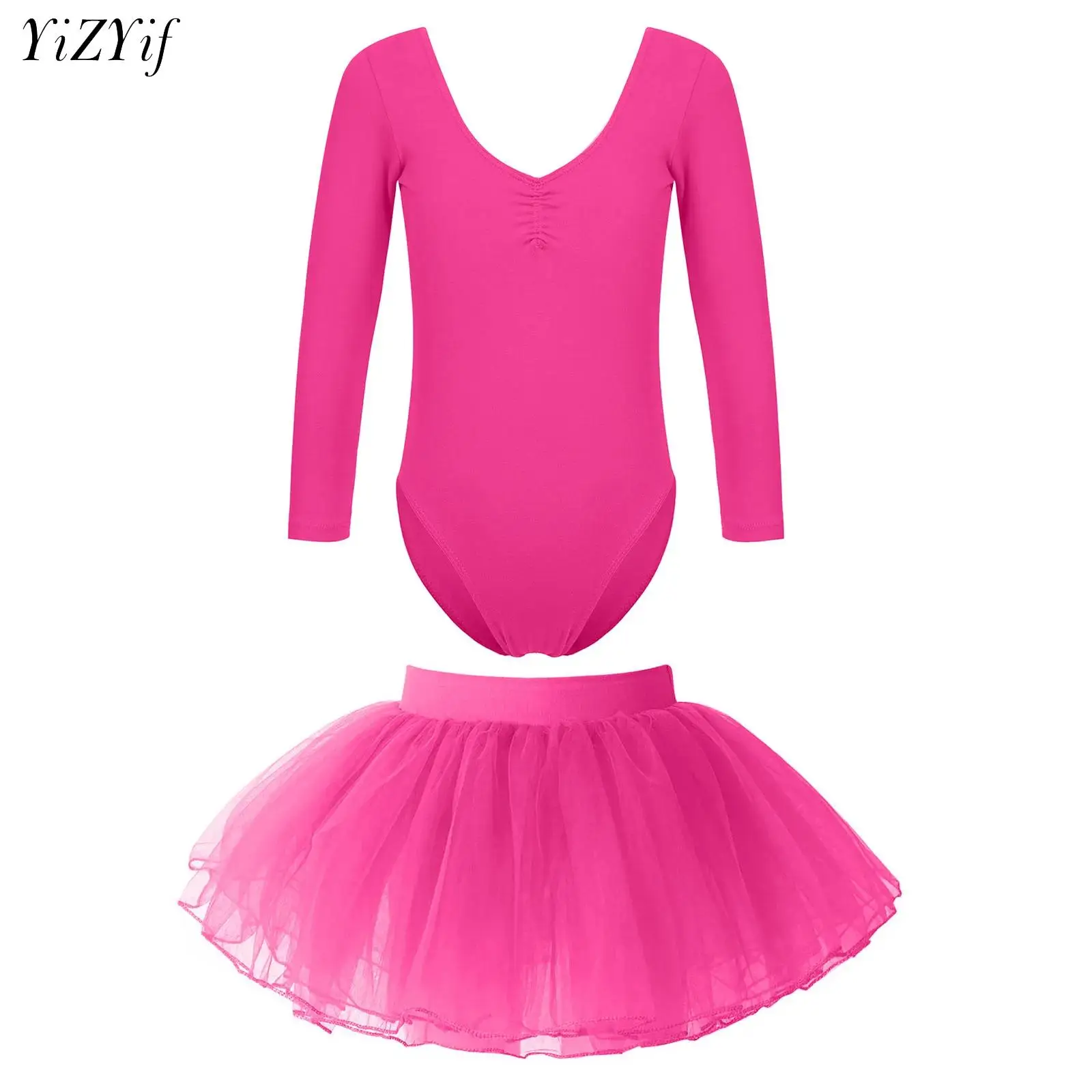 

Gymnastics Leotards with Tutu Skirts Ballerina Dancewear Set for Girls Dance Skirted Clothes Kids Ballet Tutu Dress Stage Wear