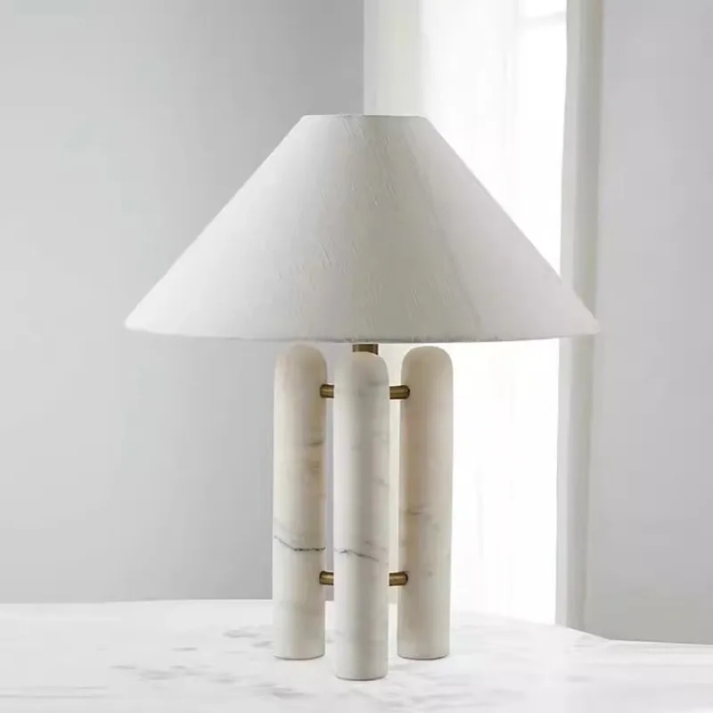 Spanish Fabric Marble LED Floor Lamps Study Bedside Office Creative Personality Reading Night Table Lights Illumination Fixtures