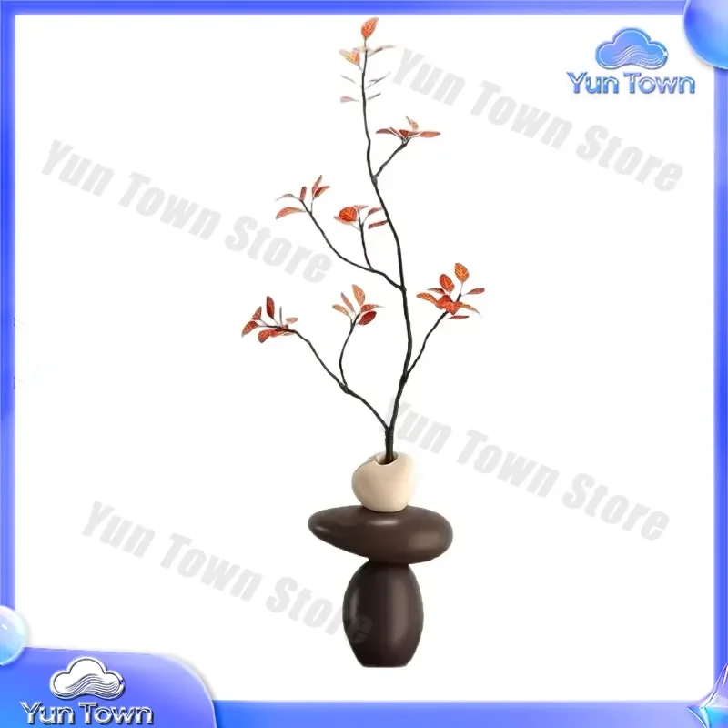 Entry Entrance Ornament for Living Room TV Cabinet Decorative Stone Vase Niche Green Plant Decoration Home Interior Decor