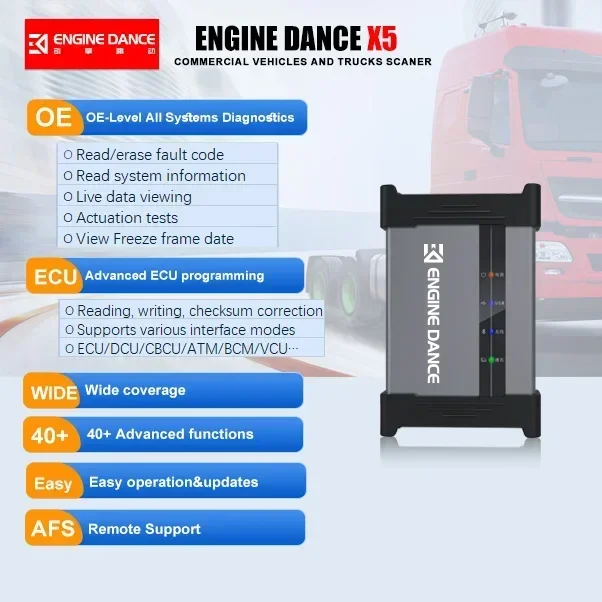 Engine DanceX5 Heavy Truck Scanner Diagnosis Tools Ecu Tuning ECU programming tools for truck and Commercial Vehicles