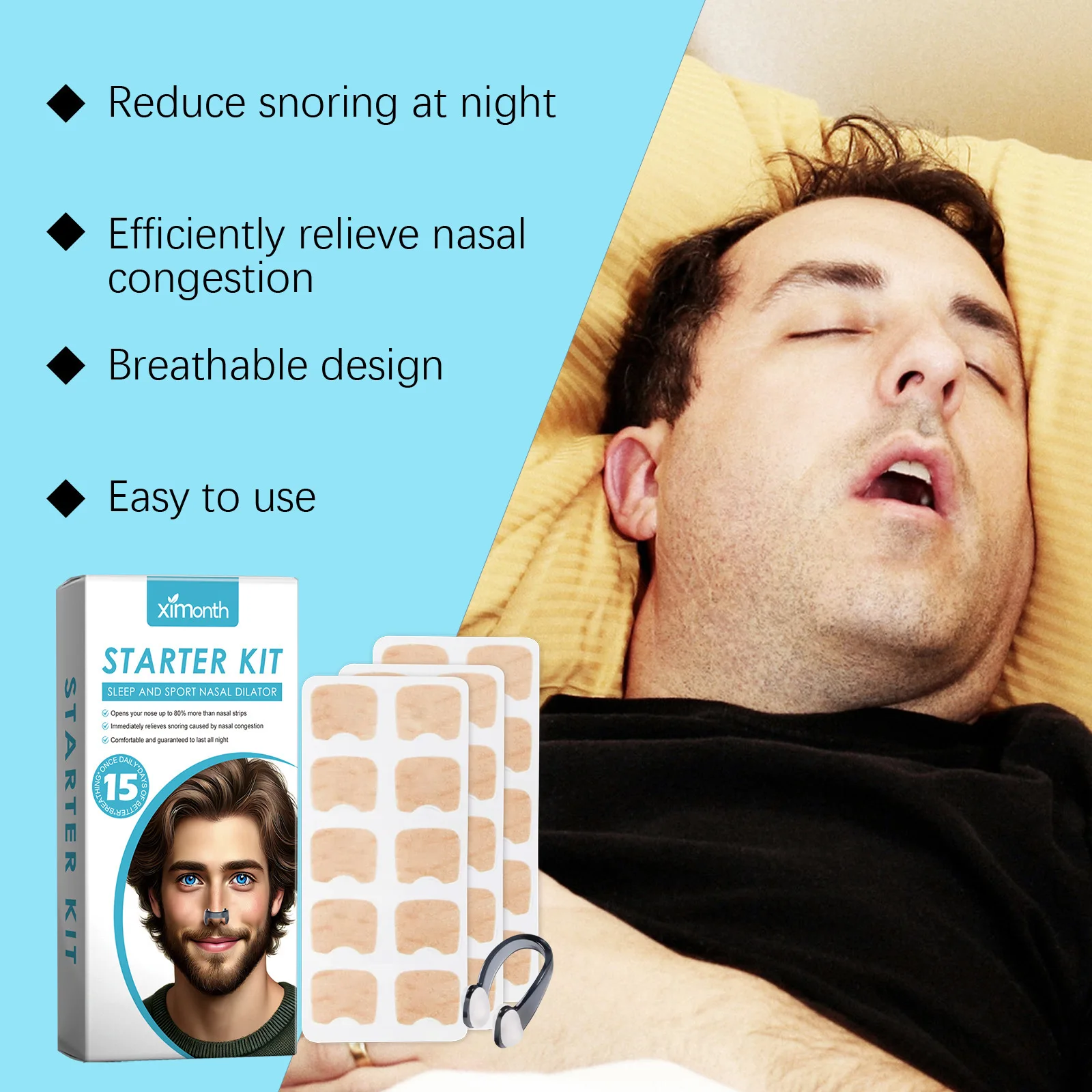 Intake Breathing Nasal Strip Starter Kit Nasal Breathing Dilators Nasal Strips Increase Reduce Snoring Better Sleep