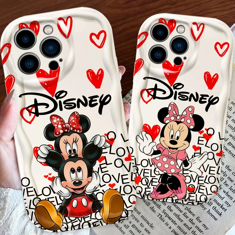 Disney Mickey Minnie Mouse For Apple iPhone 15 14 13 12 11 XS XR X Pro Max Plus Wave Oil Back Phone Case