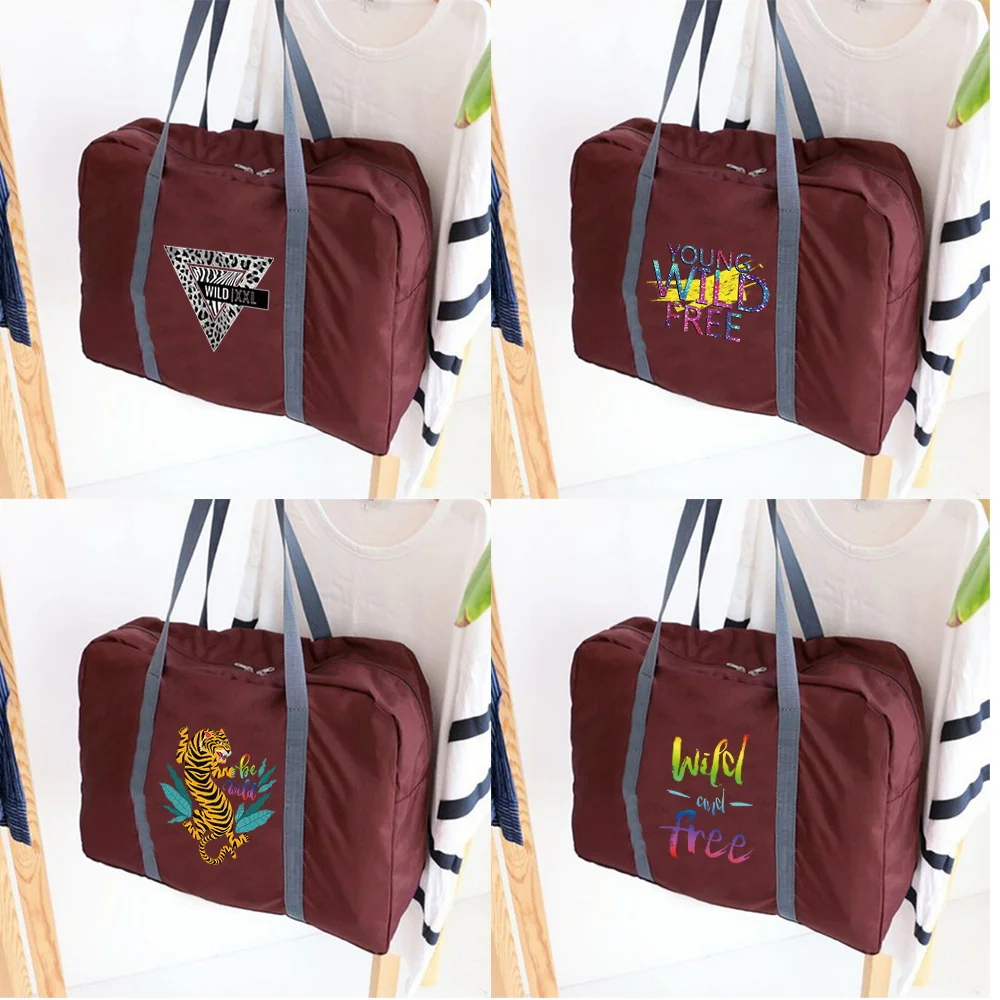 2026 New Nylon Foldable Travel Bags Unisex Large Capacity Luggage Bag Women Handbags Waterproof Travel Bags Wild Series Print