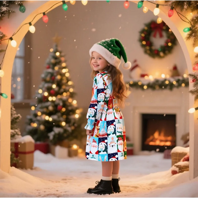

2025 Christmas style, girls' casual dress