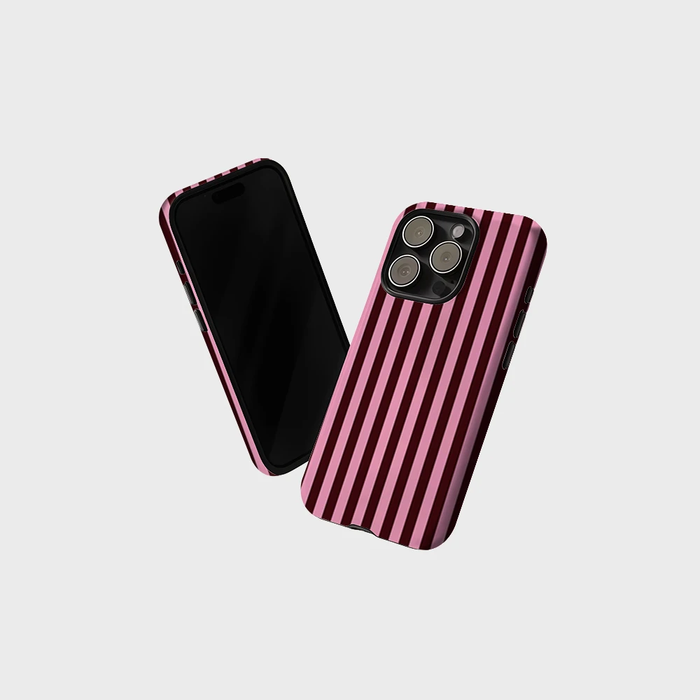 CaseLumi Matte Bumper für MagSafe Hülle für iPhone 17 16 15 Plus Pro Max Stoßfeste Harte PC-Hülle Rosa Burgunderrot Vertikale Streifen Cover – Detail 4