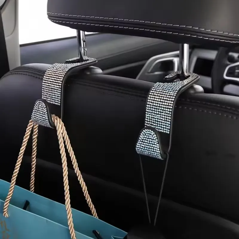 Water Diamond Car Seat Backrest Hook Flash Diamond Hook Car Backrest Universal Headrest Storage Rack