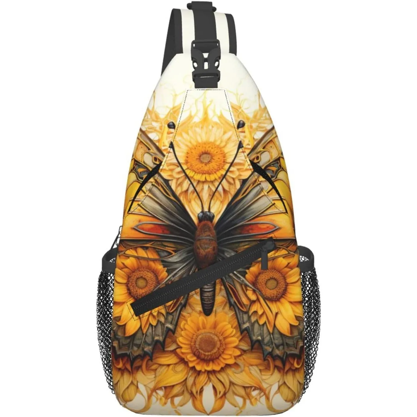 

Sunflower Butterfly Print Sling Bag Crossbody Backpack for Women Men Hiking Travel Over The Shoulder Multipurpose Bag