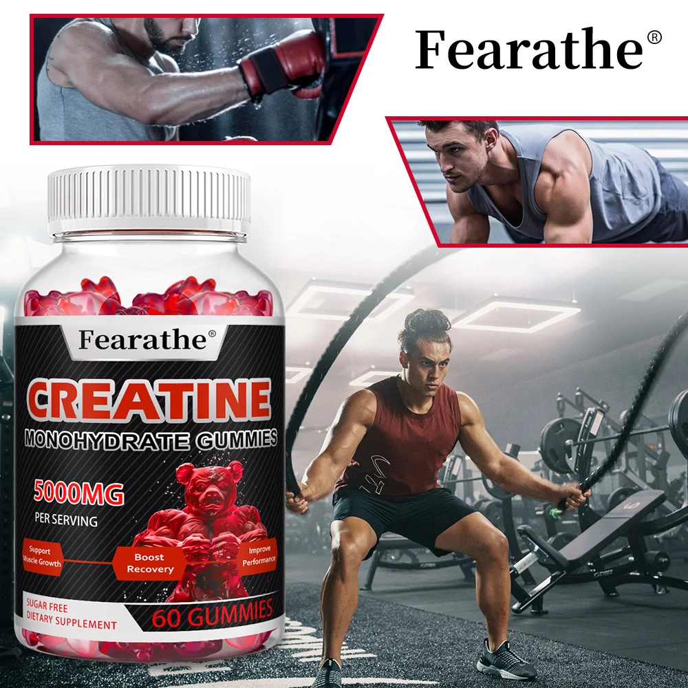 

Creatine Monohydrate Gummies, Pre-workout Creatine, Support Focus, Strength, and Endurance, Vegan, Gluten-free, and Non-GMO