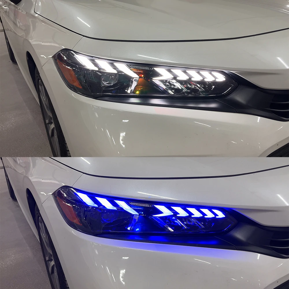 

For Honda 11th Gen Civic Sedan 2023 LED Headlamp With Sequential Turn Signal OEM White Front Lights 24V DRL Box Packaging