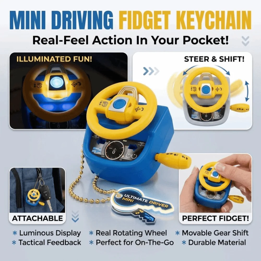 Mini Fidget Keychain Various colors Rotatable Backpack Hanging Ornament Illumination Shiftable Steering Wheel Keychain