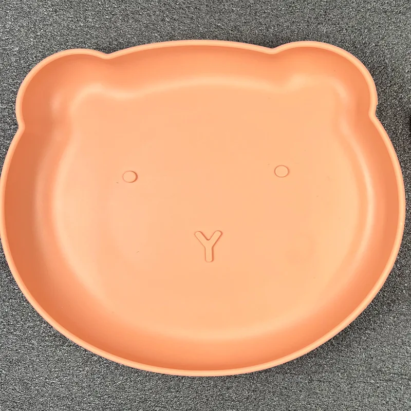 Baby Safe Sucker Silicone Dining Plate Solid Cute Cartoon Children Dishes Suction Toddle Training Tableware Kids Feeding Bowls