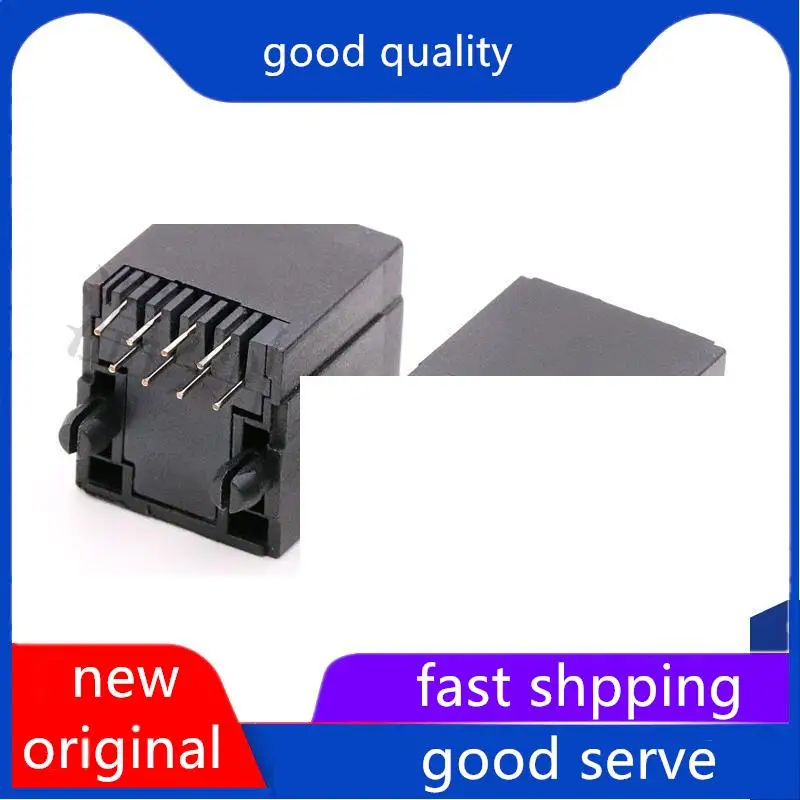 10pcs original new RJ45 5224 8P8C fully plastic black 8-hole 8-pin 180 degree vertical network interface terminal