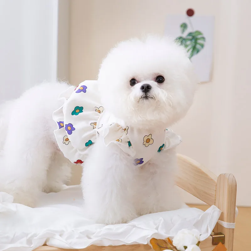 Summer Dog Dresses Small Flying Sleeve Princess Wind Puppy Dresses Cat Pet Clothing Coat Vest Dogs Clothes Chihuahua Teddy