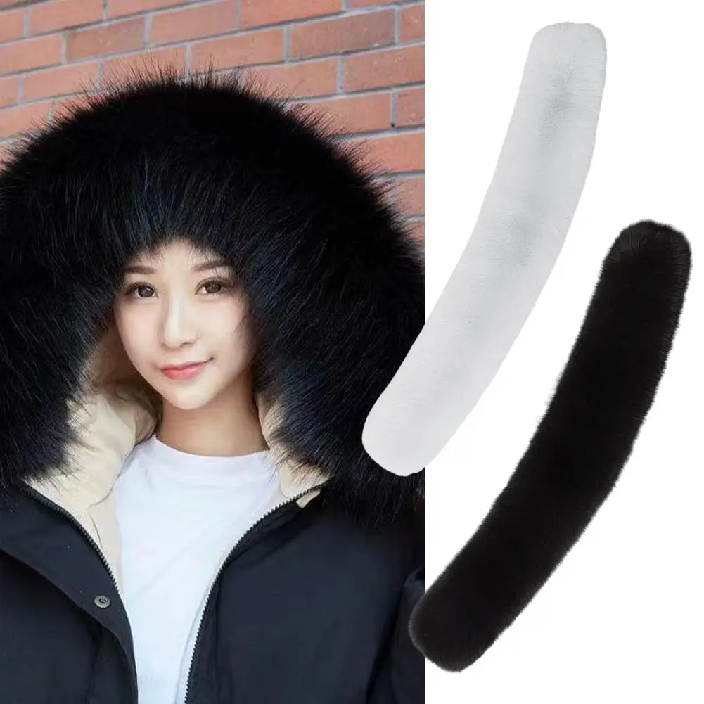 Faux Fur Trim For Hood Replacement Detachable Fur Hood Trim Of Winter Coat Parkas Women Faux Fur Collar Shawl Scarves Decor F6W6