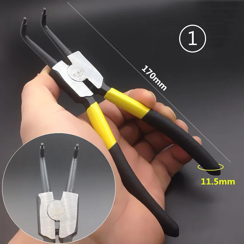 Pince professionnelle à Circlip interne de 7 pouces, 170mm, haute qualité, pince à coude externe, pointe d'arbre, nez recourbé, outils à main