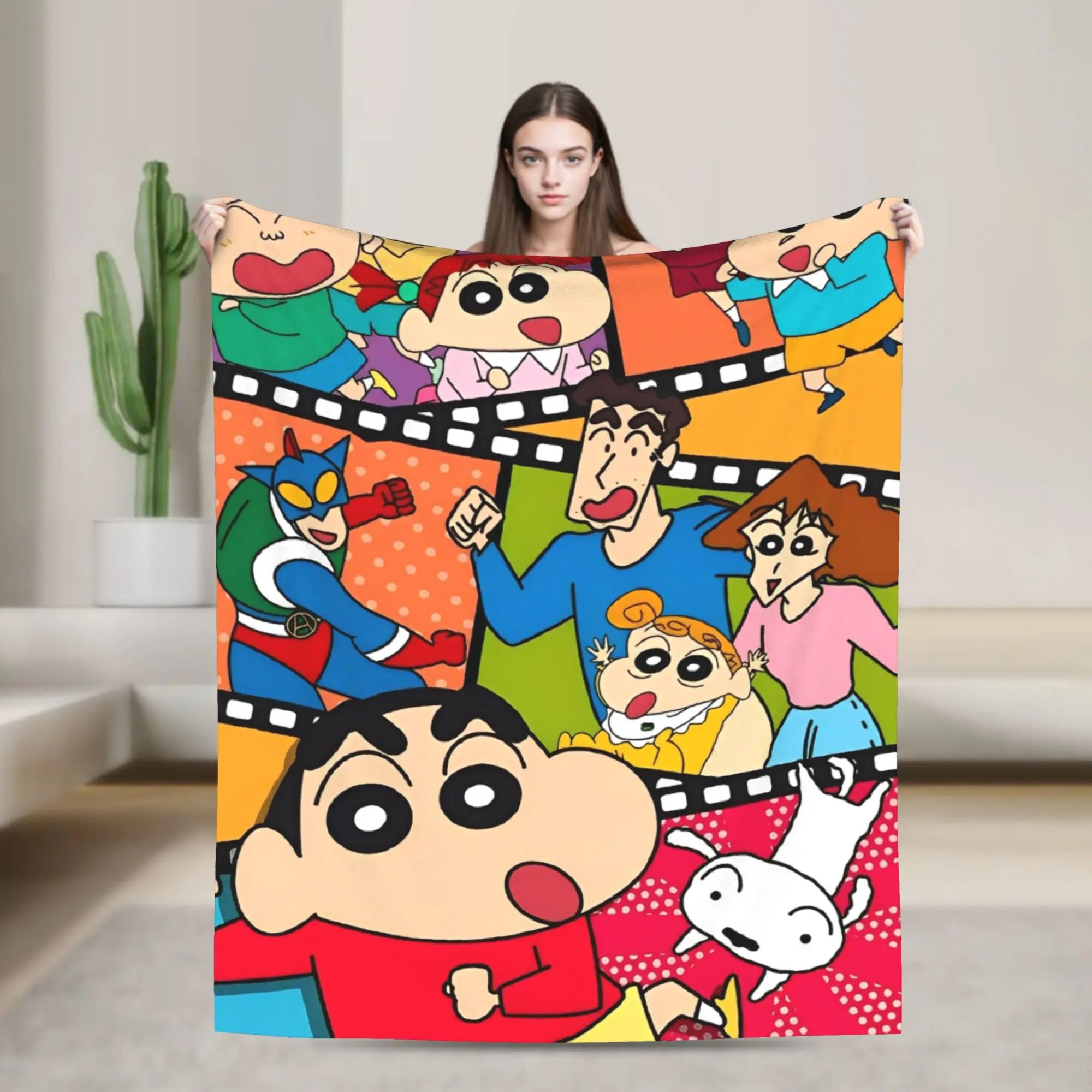 Crayon Shin chan Cartoon Blanket Flannel Spring Autumn  Multi-function Super Soft Throw Blankets for Sofa Car Bedding Throws