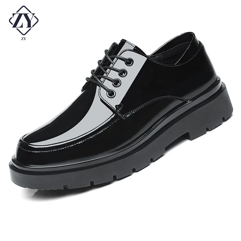 

Shiny Patent Leather Men Suit Shoes Plus Size Man Casual Business Formal Shoes Thick Sole Men Office Oxfords Fashion Party Shoes