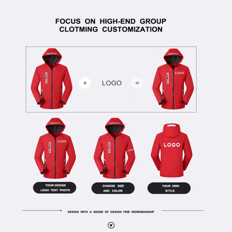 2023 Autumn and Winter Jackets for Men and Women Waterproof Jackets Hooded Jackets Casual Wear Custom Printed Logo/Embroidery