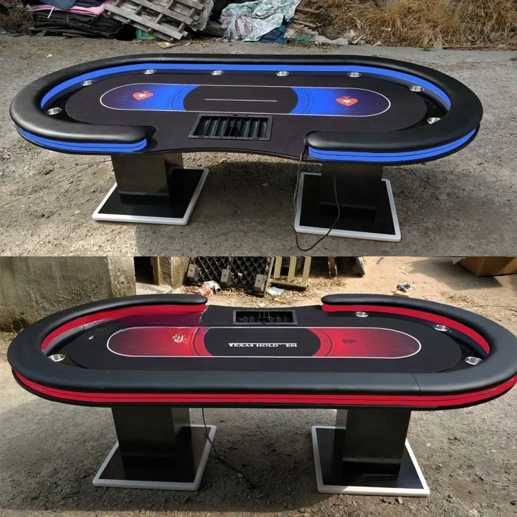 Poker Table with Remote Control LED Light Color Changeable Competition Table