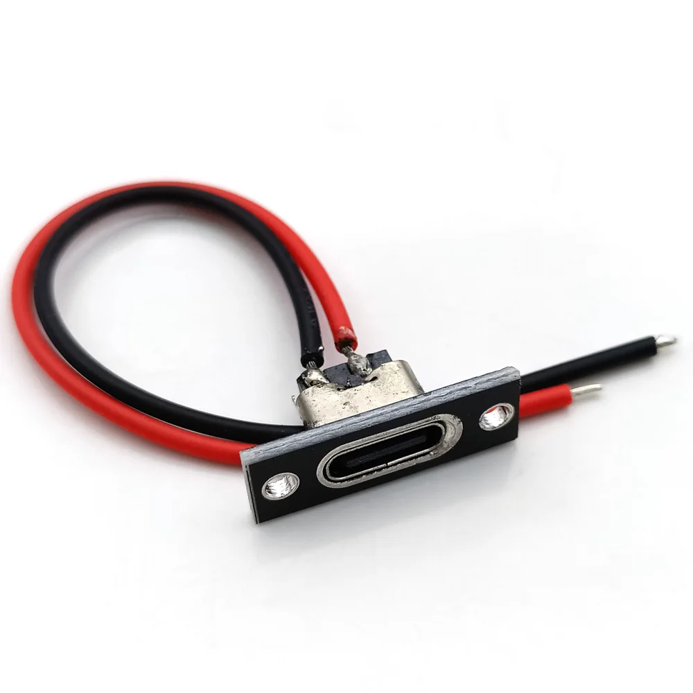 مقبس اختبار على الوجهين مع لوح فتحة تثبيت ، موصل أنثوي من النوع C ، تركيب اللوحة ، USB C ، منفذ شحن الطاقة ، 20 مرة