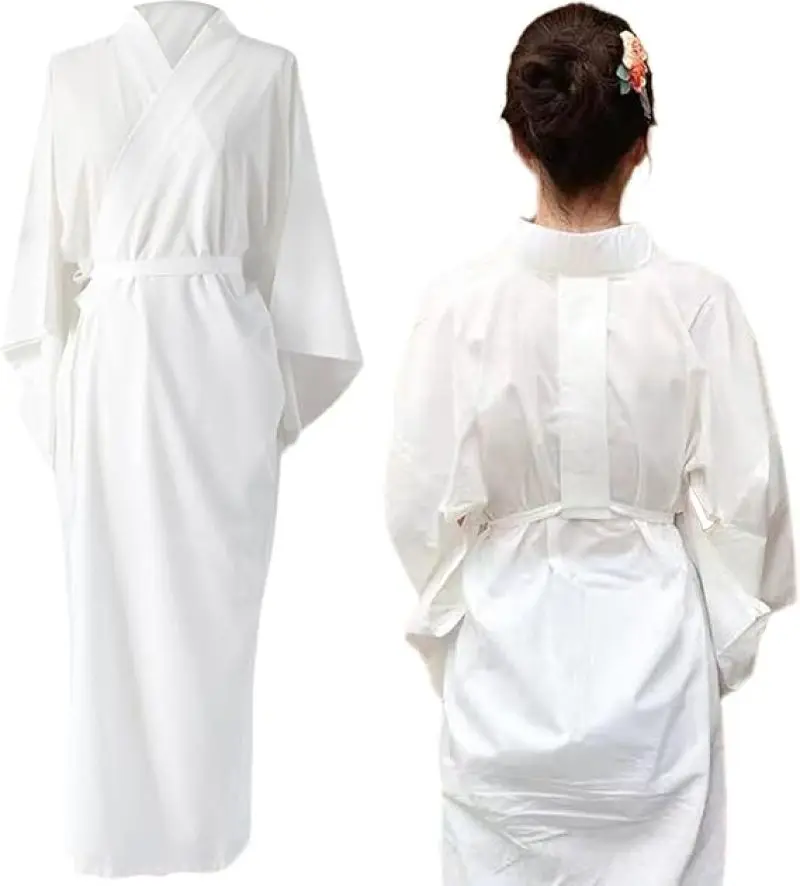 Women's Traditional Japanese Kimono Robe Yukata Underwear Long Hadajuban 3/4-length Sleeve Bathrobe