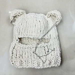 Ayı kulakları Tığ Balaclava Kadınlar için, El Yapımı Zincir, Daire, Örme Şapka, Parti, Şönil, Maske Şapka Sıcak Koruma Kulak Skullies Kap 8 en çok satan, anahtarlık akrilik bts-no. 6