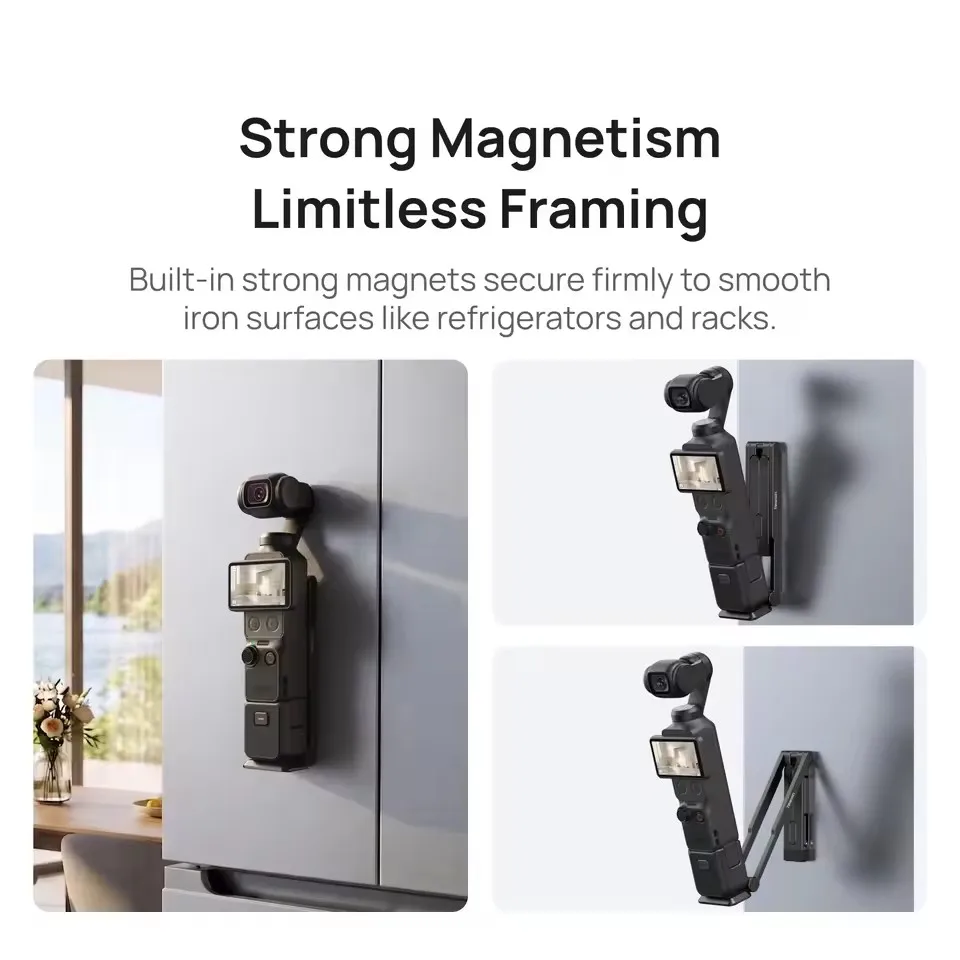 Statyw magnetyczny TELESIN do DJI Osmo Pocket 4P 4 3, uchwyt ścienny, kijek do selfie z haczykiem Mantis 180 °   Regulowany statyw do kamery 1/4 cala — zdjęcie produktu 5