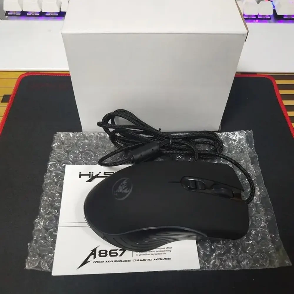 Проводная игровая мышь A867 RGB, 7 кнопок, 6400DPI