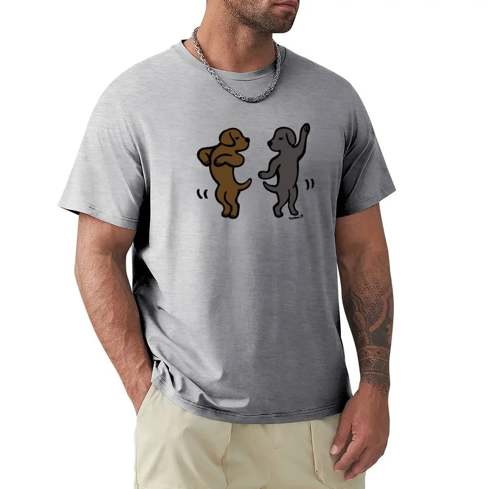 Dance Black Labrador and Chocolate Labrador T-Shirt Short sleeve tee Blouse anime plus size tops t shirts for men graphic