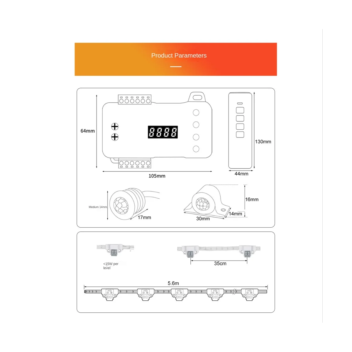 Human Body Infrared Sensor Controller Sensor Stair Light Controller DC12V-24V Tread Smart Stair Controller