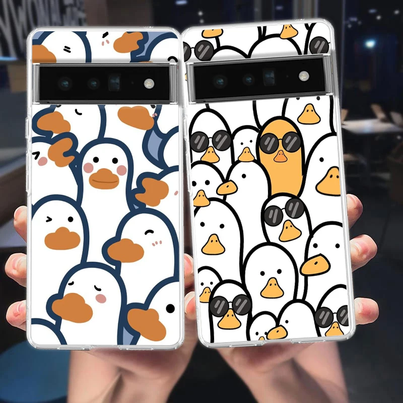 Cartoon Cute Goose duck Game For Google Pixel 8 7 6 Pro Phone Case Soft TPU For Pixel 6A 5 4 5A 4A 3A XL 5G Silicone Clear Cover