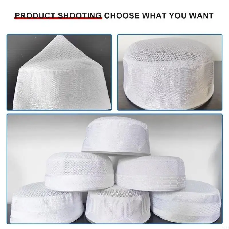 y5jd المسلمين العرقيين رجال صلاة القبعة الكروشيه الكوفي الإسلامي قبعة مريحة نماز قبعة الإسلامية التقليدية