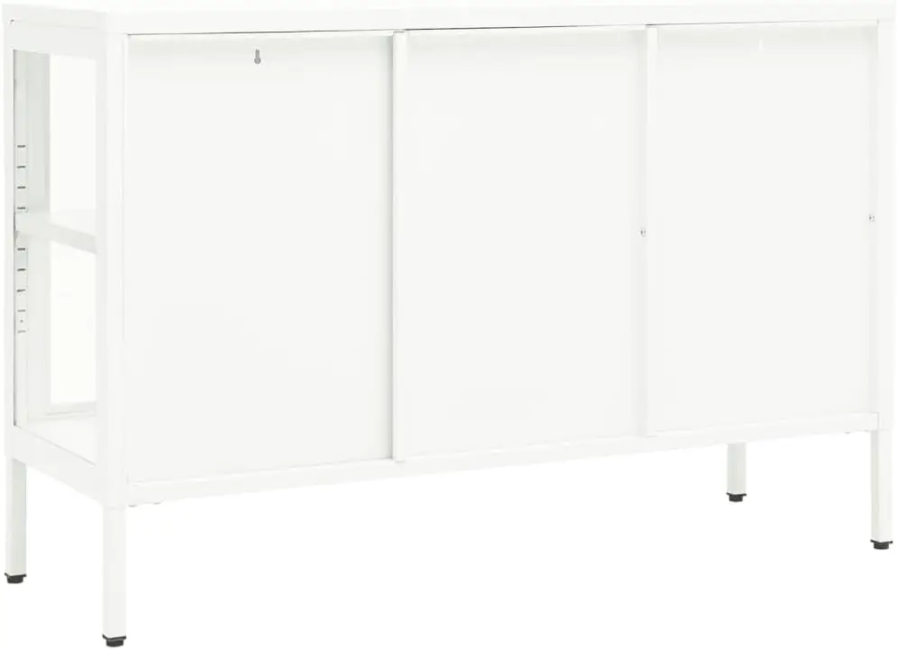 Armoires de Rangement pour Vin, Tables Console Décoratives, Buffet Blanc, Acier et Verre, Convient, 41.3 Pouces, X13.8 Pouces, X27.6 Pouces