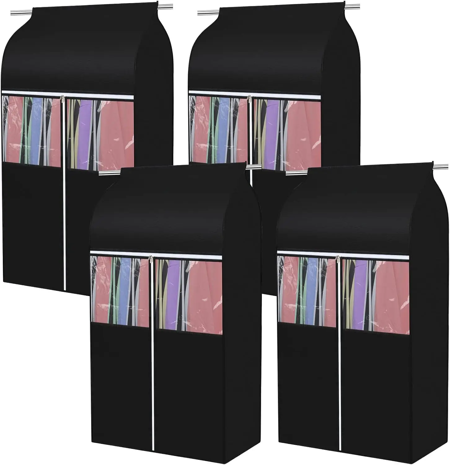 

4 Pcs 43'' Garment Bags for Hanging with Zippers Hanging Clothes Storage Garment Rack Cover Sealed Dust Cover Wardrobe C