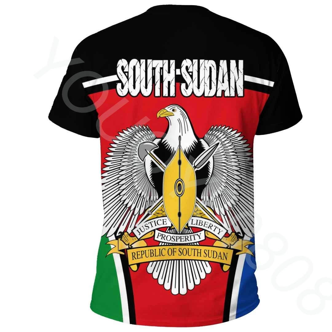 Summer African Zone T-Shirts Printed Casual Street Style South Sudan Active Flag T-Shirts Mens and Womens Sweatshirts