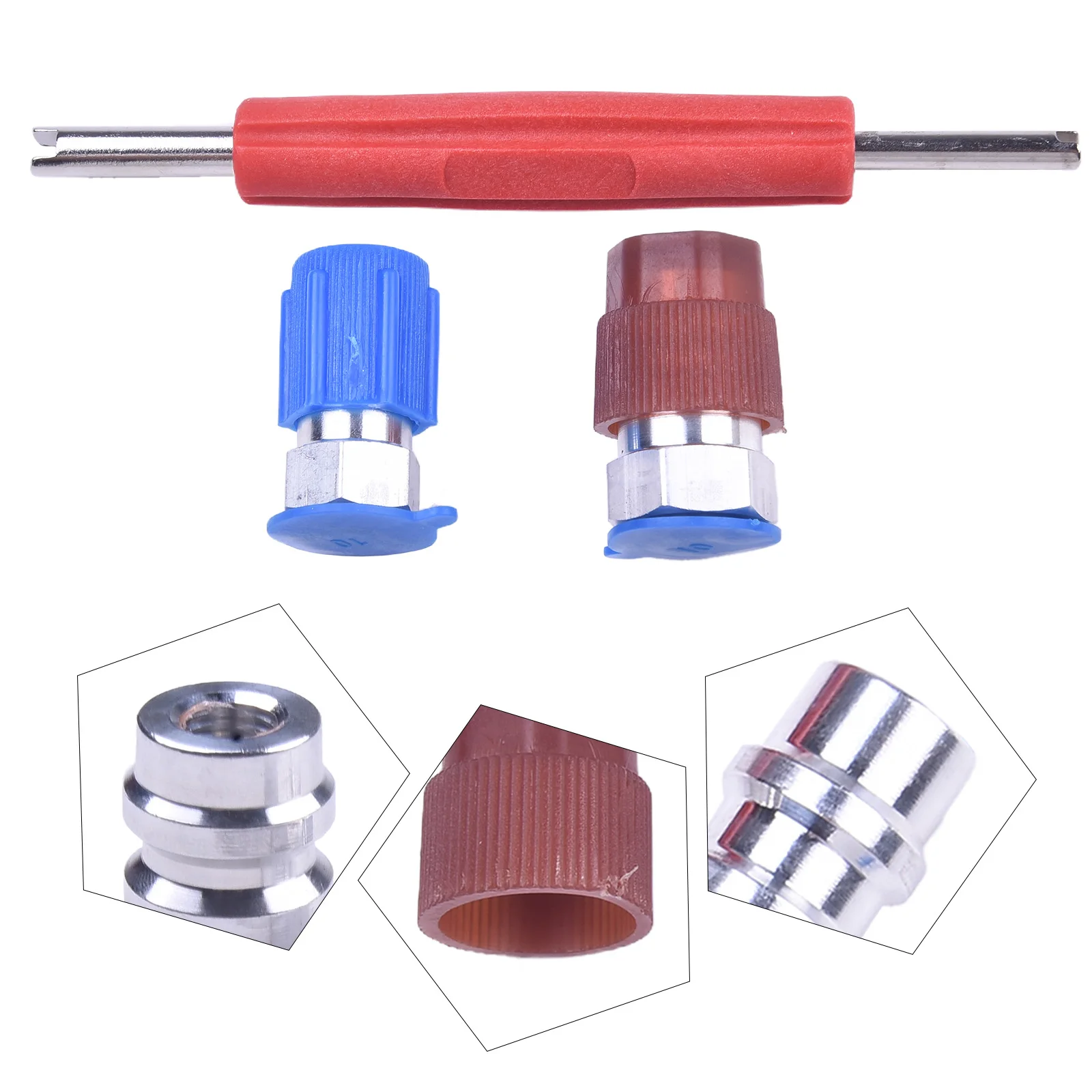 1 Set Adapter Retrofit Air-Conditioning Conversion Kit R12 To R134a Removal Tool 1x 1/4 SAE High-Pressure Connection For R134