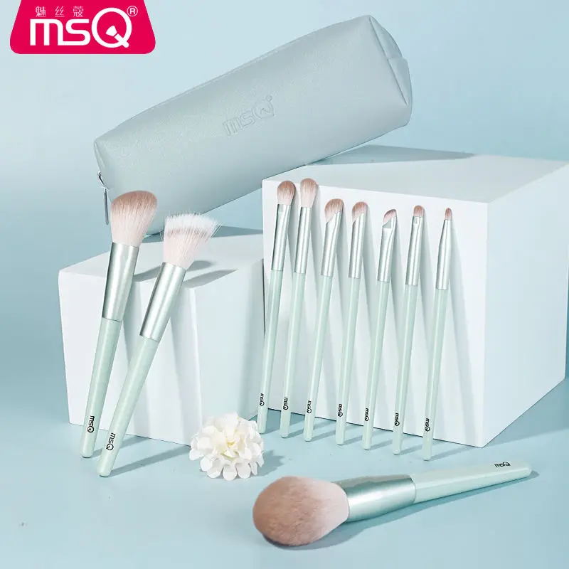 MSQ/Meisikou 10 Cloud Green Makeup Novice Full Set Of Brushes Eye Powder Blusher Concealer Nose Shadow Brush