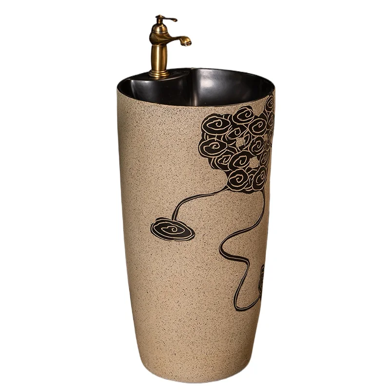 

Household balcony column-type washbasin Ceramic integrated column basin Hotel hand sink Floor-to-ceiling basin