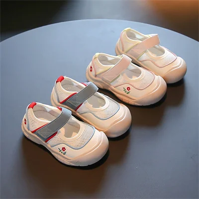 Girls Embroidered Mesh Breathable and Shock-absorbing Casual Shoes, Boys Spring and Autumn New Outdoor Leisure Sports Shoes