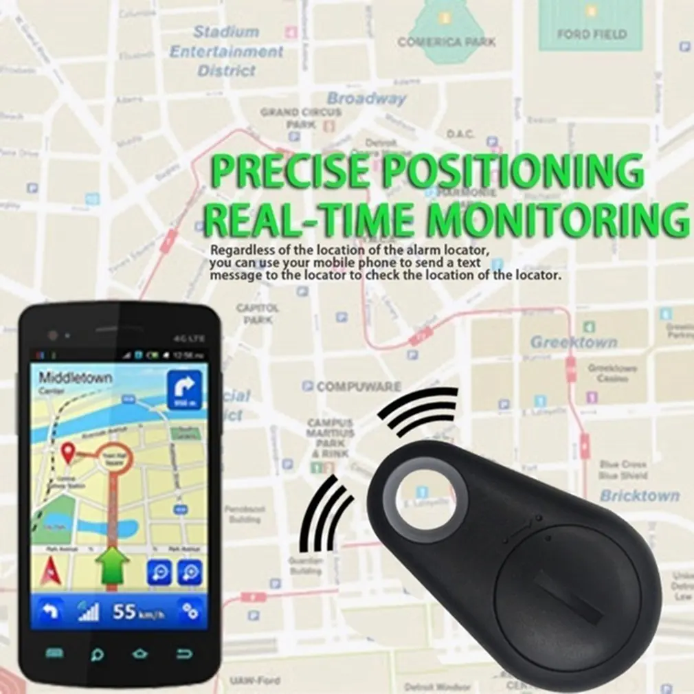 1/2pcs Mini Fashion Smart Dog Pets Bluetooth 4.0 GPS Tracker Anti-Lost Alarm Tag Wireless Child Bag Wallet Key Finder Locator
