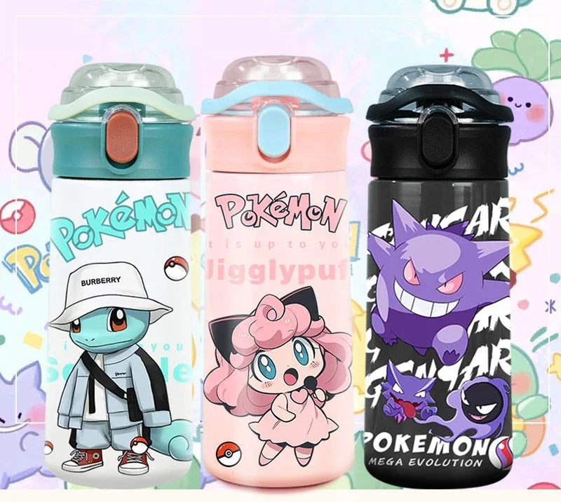 

Pokemon Pikachu Thermos Cup Cute Anime Gengar Straw Cup Lightweight 304 Stainless Steel Thermos Cup Kawaii Gift