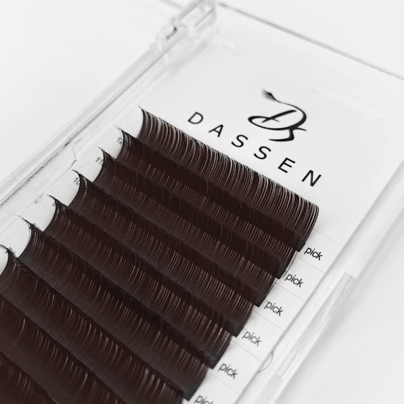 Dassen Color Brown Matte Flat Eyelash Extension Wholesale Mink False Ellipse Lashes Split Tips Supplies Lash Extensions L Curl