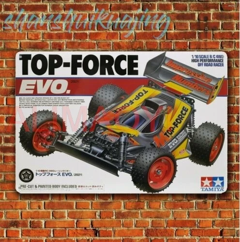Metal Poster Rc Car Wall Deco Tin Sign Plaque Tamiya Top Force Evo Boxart sign