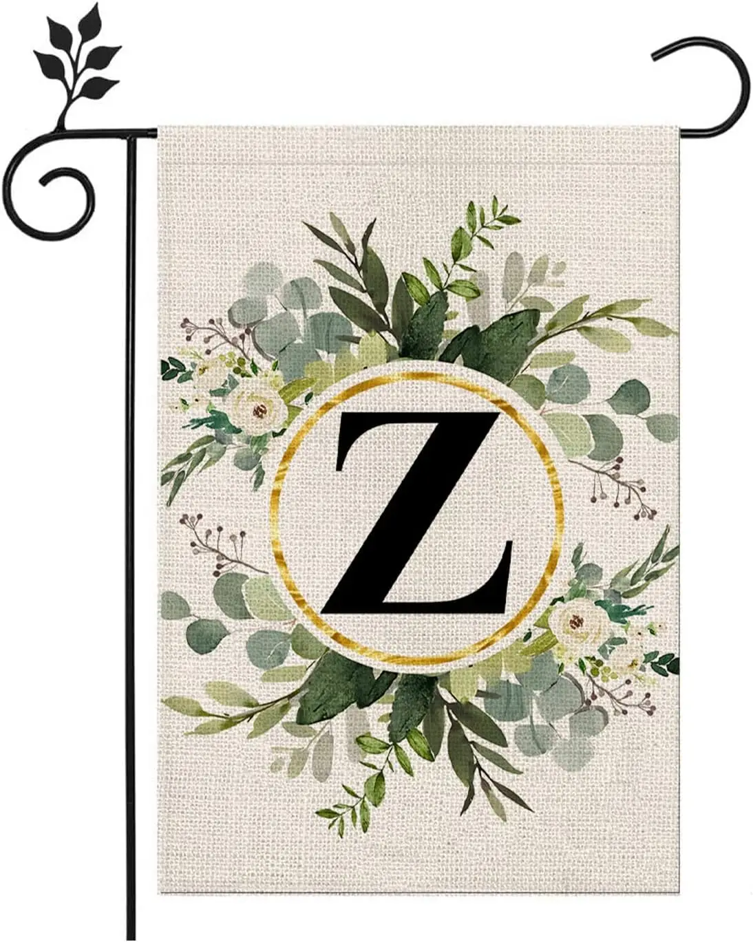 LUTER Monogram Letter Z Садовый флаг, 12x18 дюймов Цветочный садовый флаг Садовые флаги с буквами Мешковина Флаг Семейное имя для улиц ssa