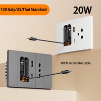 Enchufe USB de carga rápida Universal, 20W, con Cable de carga, para hogar inteligente, mesita de noche, teléfono móvil, enchufe tipo c, Italia, EE. UU.