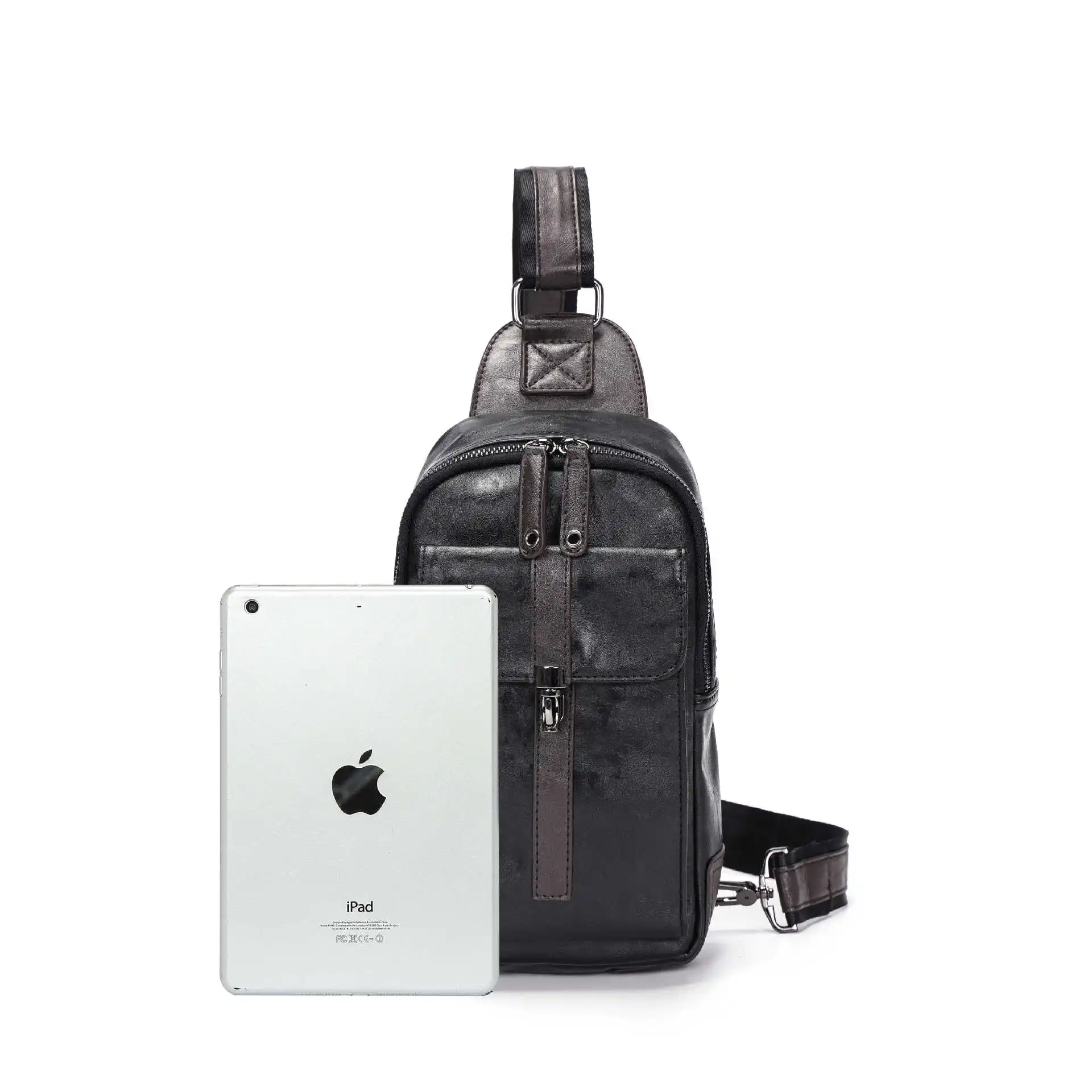 Leather Bag for Men Crossbody Sling Backpack Sling Bag Casual Outdoor Travel Sports Hiking Waterproof Chest Bag Daypack