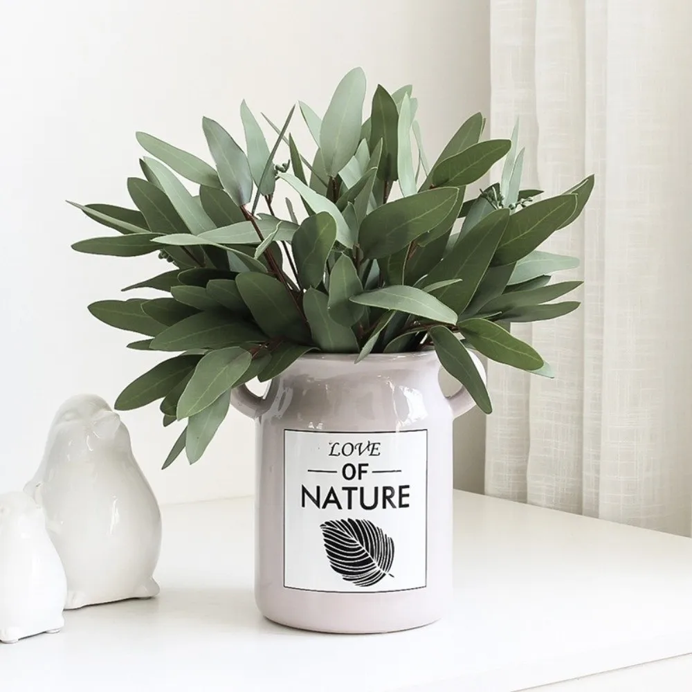 

3D Printing Artificial Eucalyptus Leaf Green Leaves DIY Plants Silk Willow Leaves Lifelike UV Resistant Fake Plants